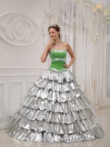 Popular A-line Strapless Satin and Quinceanera Dress with Beading