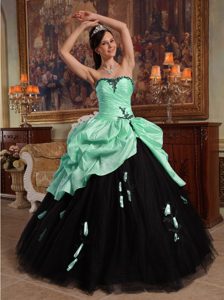 Green and Black Tulle and Quinceanera Dress