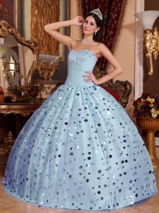 Ready to Wear Sweetheart Tulle Sweet 16 Quinceanera Gown Dress with Sequins