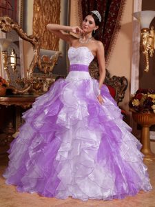 Multicolor Sweetheart Organza Beaded and Ruched Sweet 15 Quinceanera Dress
