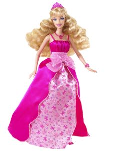 Bowknot Printing and Satin Princess Barbie Doll Dress