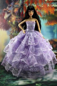Gorgeous Lilac Gown With Ruffled Layers Lace For Barbie Doll
