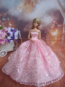 Sequin Decorate Fashion Princess Pink Dress Gown For Barbie Doll