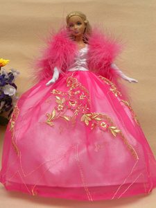 Elegant Rose Pink Gown with Lace Made to Fit the Barbie Doll