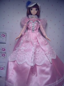 Cute Rose Pink Party Clothes Taffeta Beautiful Dress for Noble Barbie Doll