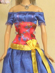 Elegant Blue Off The Shoulder Appliques Handmade Party Clothes Fashion Dress For Noble Barbie