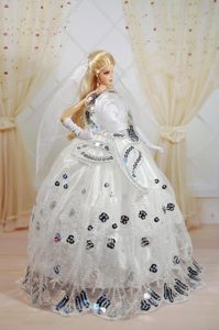Amazing Ball Gown Dress For Noble Barbie With Sequin and Hand Made Flowers