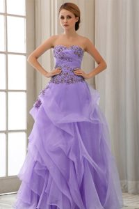 Sexy Sweetheart A-line Dress for Prom with Ruffles and Appliques in Lavender