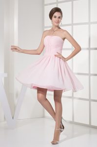 New Ruched and Beaded Mini-length Chiffon Strapless Prom Homecoming Dress