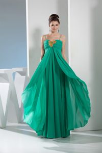 Beaded Chiffon Prom Gown Dress with Appliques and Spaghetti Straps for Women