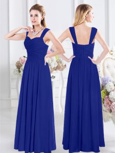 Elegant Royal Blue Straps Zipper Ruching Wedding Guest Dresses Sleeveless
