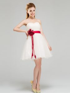 Perfect Mini Length A-line Sleeveless White Quinceanera Court Dresses Zipper