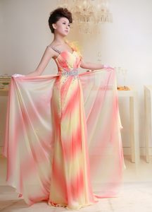 Beaded and Ruched Chiffon Classical Celebrity Party Dresses in Multi-color