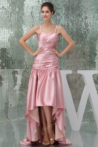 Spaghetti Ruched High-low Pink Fabulous Celebrity Party Dresses for Less