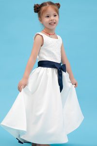2013 White A-line Ankle-length Cinderella Pageant Dress with Embroidery