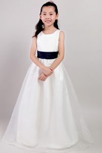Attractive White A-line Scoop Organza Cinderella Pageant Dresses on Promotion