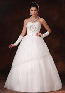 Wanted Lace A-line Sweetheart Wedding Bridal Dresses with Beading in Organza