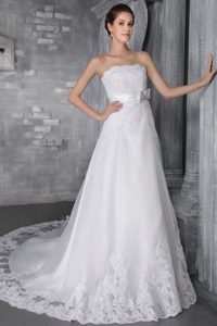 Strapless Chapel Train 2013 Romantic Lace-up Princess Dress for Wedding