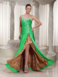 Ready To Wear High Slit One Shoulder Appliqued and Beaded Prom Cocktail Dress
