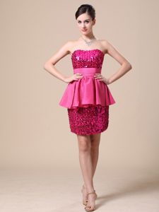 Strapless Cocktail Dress for Celebrity with Paillette over Skirt on Wholesale Price
