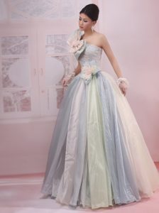 Beaded Multicolor One Shoulder Prom Cocktail Dress with Bowknot on Promotion