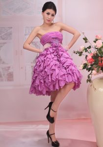 New Lavender A-line Strapless Chiffon Cocktail Dress with Appliques and Ruffles