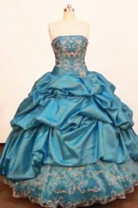 Discount Strapless Blue Quinceanera Dress with Pick Ups in for Cheap