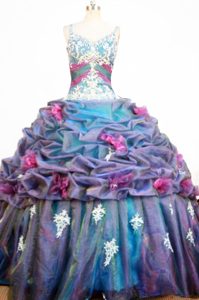 Angel Colorful Beaded Sweet Sixteen Dress with Applique and Handmade Flowers