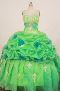 Simple Spring Green Ruching Beading Quinceanera Dress
