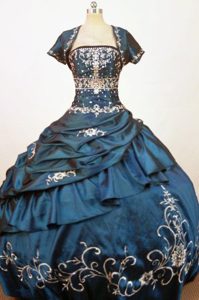 Stylish Strapless Quinceanera Dress in Blue with Beading and Embroidery