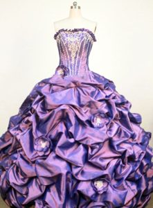 Timeless Quinces Dresses in Purple with Appliques and Handmade Flowers