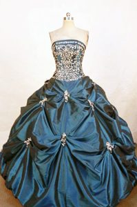 Most Recent Navy Blue Ball Gown Zipper up Quinceanera Dress Gowns in Taffeta