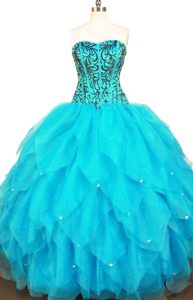 Wanted Sweetheart Long Dress for Quinceanera with Appliques in Organza