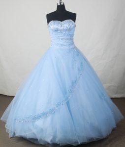Hot Sweetheart Dresses for a Quinceanera in Baby Blue in Organza with Beading
