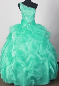 Stunning Ball Gown One Shoulder Quinceaneras Dresses to Long in Green