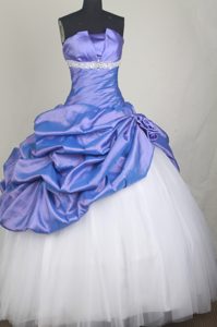 Classical Strapless Quinceanera Dress with Pick-ups and Beading on Promotion