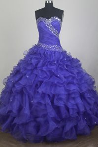 Gorgeous Sweetheart Blue Quinceanera Dress with Ruffled Layers and Beading