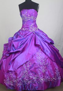 Classical Strapless Quinceanera Dress with Embroidery and Pick-ups Decorated
