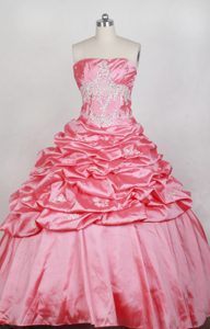 Luxurious Strapless Watermelon Dress for Quinceanera with Pick-ups in 2015