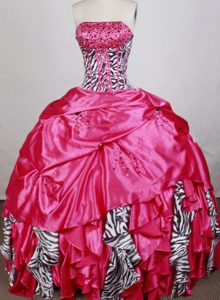 Gorgeous Strapless Zebra Quinceanera Gown Dress with Beading on Promotion