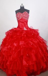 Romantic Sweetheart Beaded and Ruched Quinceanera Dress on Wholesale Price