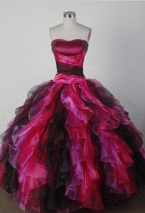 Beautiful Multicolor Strapless 2013 Quincenera Dresses with Ruffled Layers
