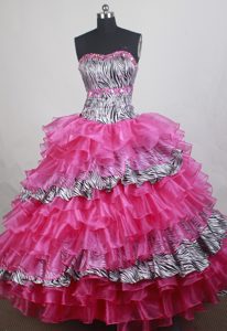 Wonderful Strapless Zebra Quinceanera Dresses with Ruffled Layers on Sale
