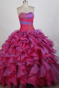 2014 Romantic Strapless Quinceanera Dress with Ruffled Layers and Beading