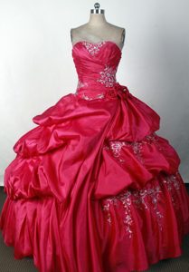 Nice Quinceanera Gown with Beading and Handle Flower in Hot Pink