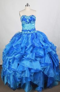 Exquisite Sweetheart Blue 2013 Quinceanera Dress in Organza with Beading