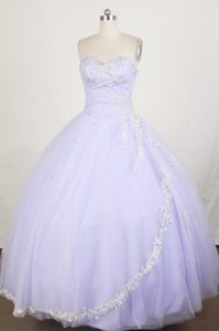 Lilac Sweetheart Quinceanera Gown in and Organza with Appliques