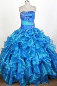 Royal Blue Embroidery and Beaded Sweetheart Quinceanera Dress in