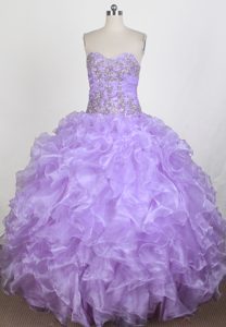 Lilac and Organza Sweet Sixteen Quinceanera Dress with Sweetheart