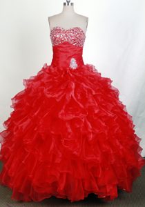 Red Sweetheart Sweet Sixteen Dresses in and Organza with Beading